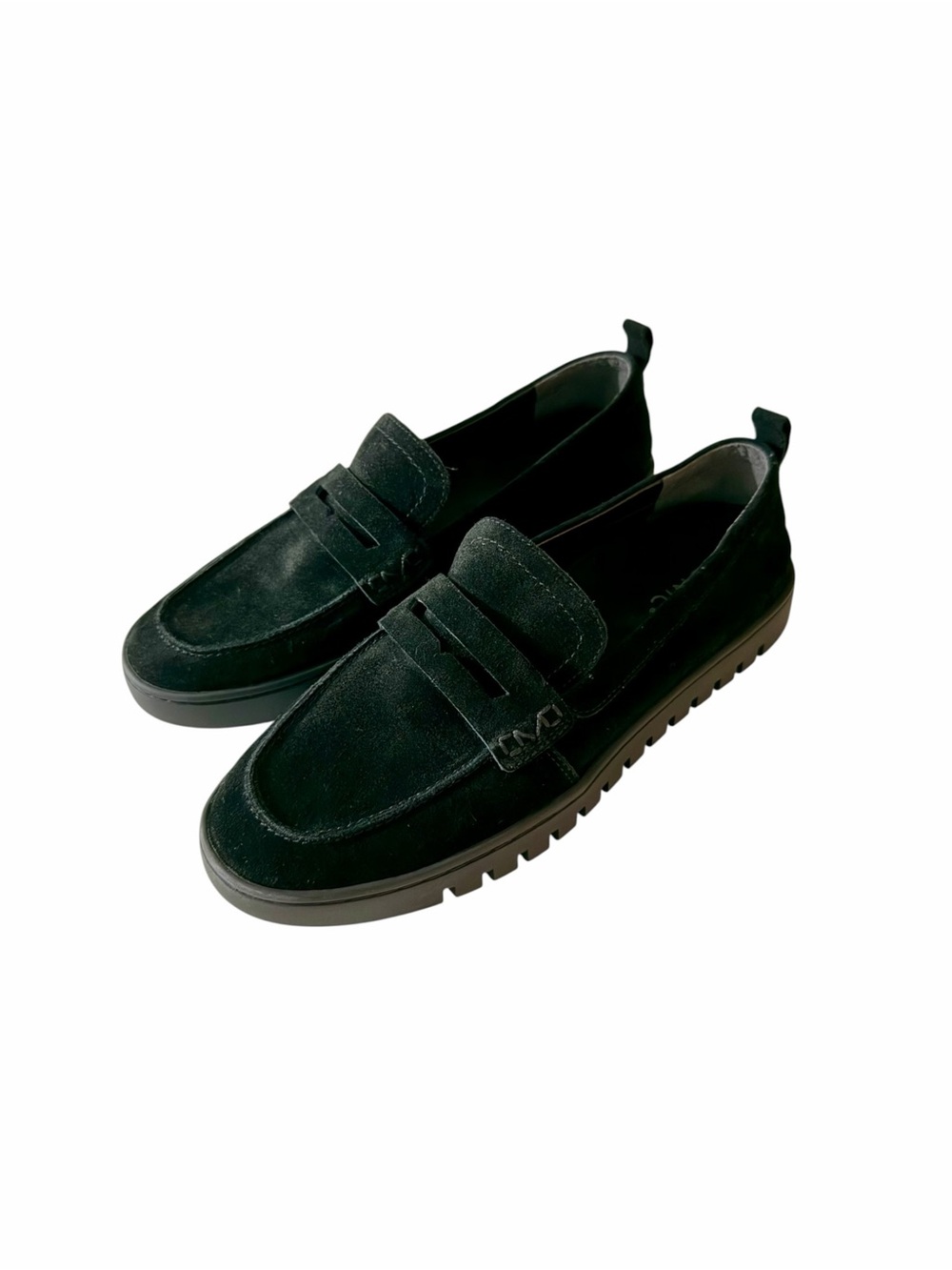 Vionic Uptown Black Suede Penny Loafers Size 10.5 Flats Slip-on Comfort Shoes